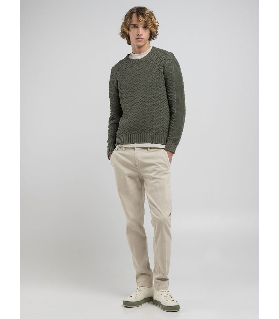 レギュラースリムBENNI Hyperflex Color スーパーストレッチチノパンツ 詳細画像 スキンホワイト 1